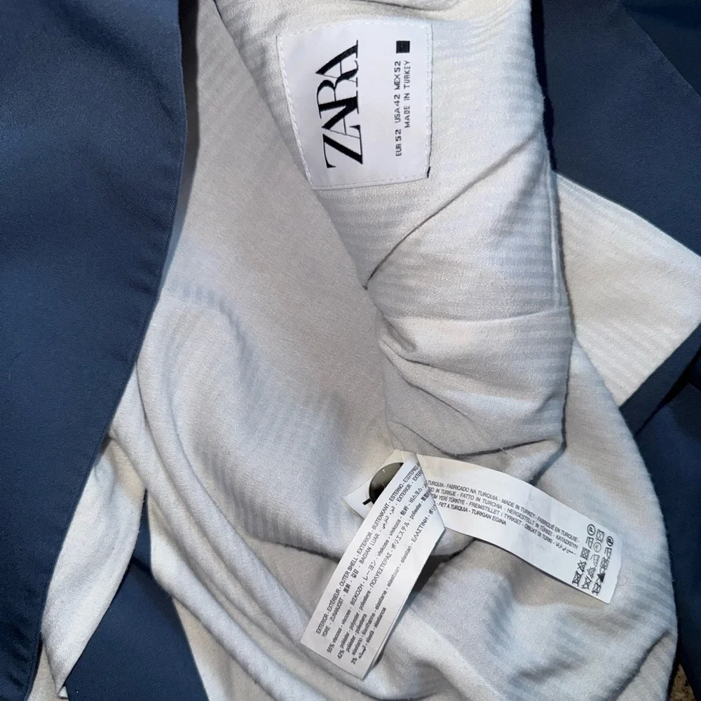 Zara Blue Men's Single-Button Suit Jacket